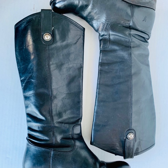 Frye Black Leather Melissa Riding Boots Size 7.5 - Picture 4 of 8